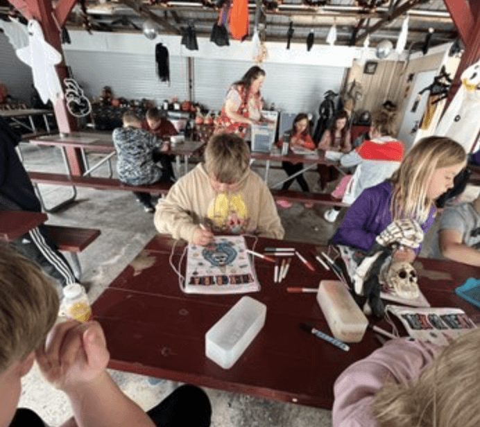 Kids enjoying arts and crafts activities at the pavilion