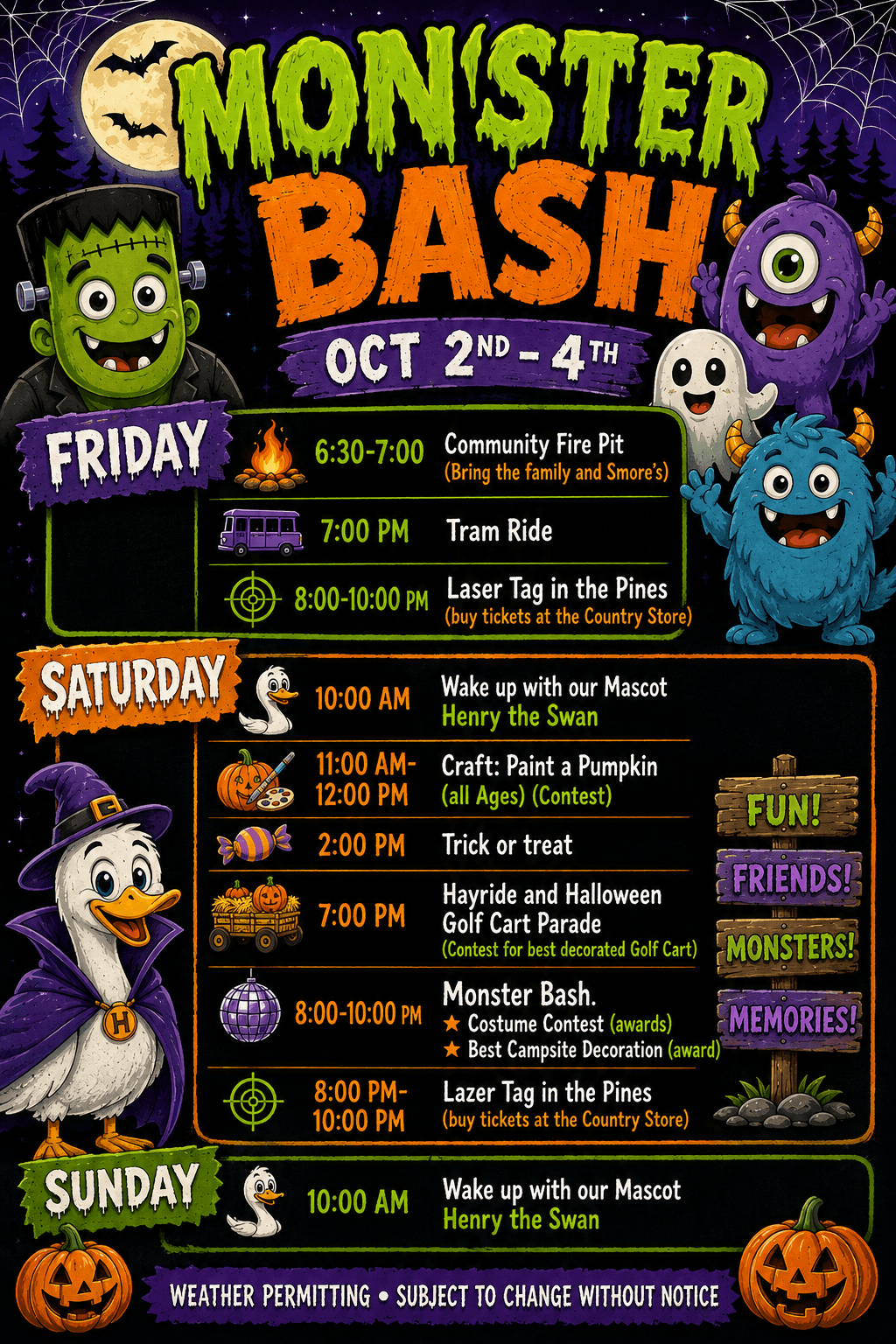 Country Acres Monster Bash, Oct 2–4