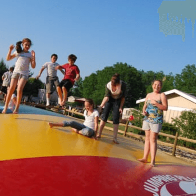 Kids on the jumping pillow