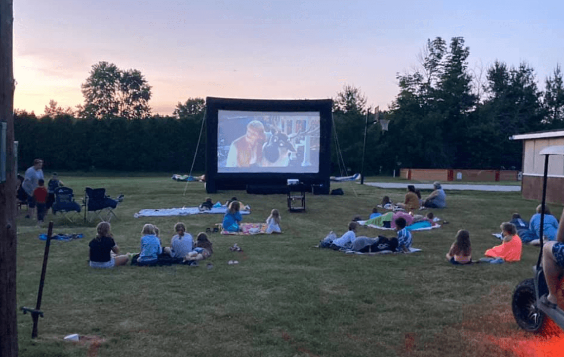 Outdoor movie under the stars