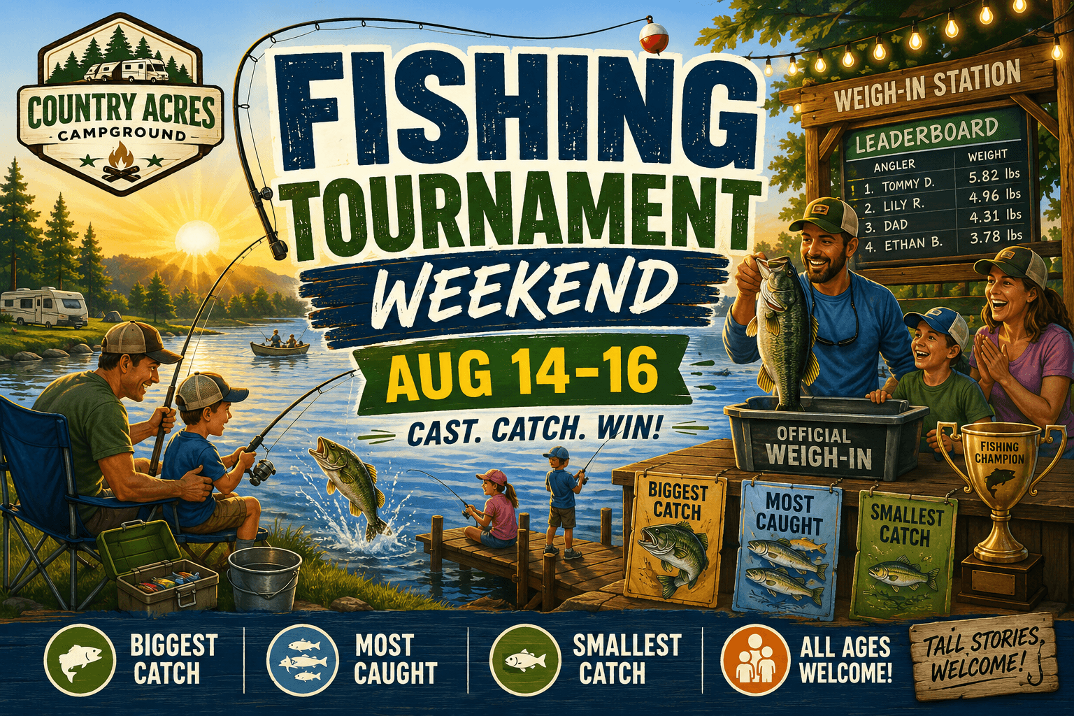 Country Acres Fishing Tournament Weekend, Aug 14β16